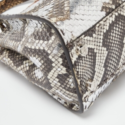 Pre Owned Fendi Beige Selleria Python Mini Peekaboo Top Handle Bag