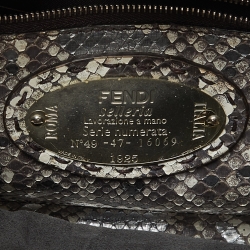 Pre Owned Fendi Beige Selleria Python Mini Peekaboo Top Handle Bag