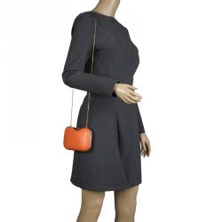 Pre Owned Fendi Red/Orange Patent Leather Giano Box Clutch