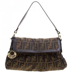 Pre Owned Fendi Tobacco Zucca Canvas Small Chef Shoulder Bag