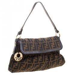 Pre Owned Fendi Tobacco Zucca Canvas Small Chef Shoulder Bag