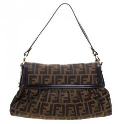 Pre Owned Fendi Tobacco Zucca Canvas Small Chef Shoulder Bag