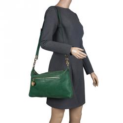 Pre Owned Fendi Green Iridescent Leather Forever Crossbody Bag