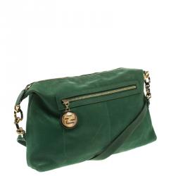 Pre Owned Fendi Green Iridescent Leather Forever Crossbody Bag