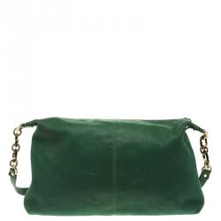 Pre Owned Fendi Green Iridescent Leather Forever Crossbody Bag