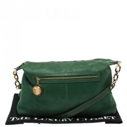 Pre Owned Fendi Green Iridescent Leather Forever Crossbody Bag