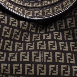 Pre Owned Fendi Dark Brown Zucchino Canvas Braided Handle Hobo