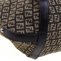 Pre Owned Fendi Dark Brown Zucchino Canvas Braided Handle Hobo