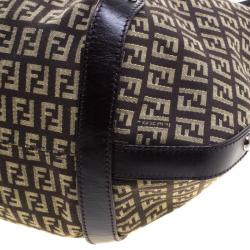Pre Owned Fendi Dark Brown Zucchino Canvas Braided Handle Hobo