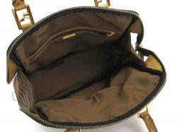 Pre Owned Fendi Bi Color Canvas/Leather Top Handle Bag