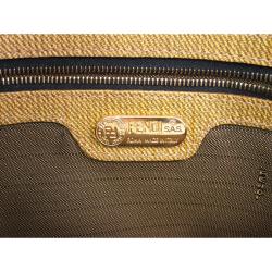 Pre Owned Fendi Bi Color Canvas/Leather Top Handle Bag