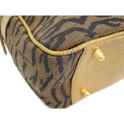 Pre Owned Fendi Bi Color Canvas/Leather Top Handle Bag