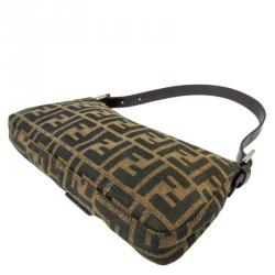 Pre Owned Fendi Tobacco Zucca Canvas Baguette Shoulder Bag