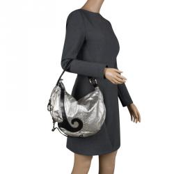 Pre Owned Fendi Silver Python Oyster Hobo
