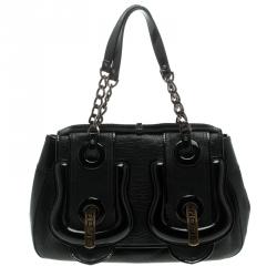 Pre Owned Fendi Black Leather B Bag