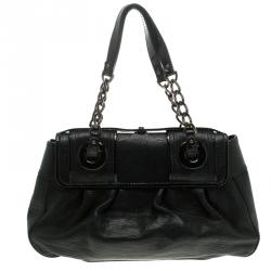 Pre Owned Fendi Black Leather B Bag