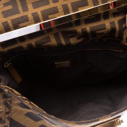 Pre Owned Fendi Tobacco Zucca Canvas Maxi Baguette Shoulder Bag