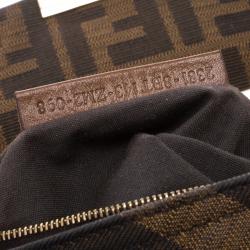 Pre Owned Fendi Tobacco Zucca Canvas Maxi Baguette Shoulder Bag