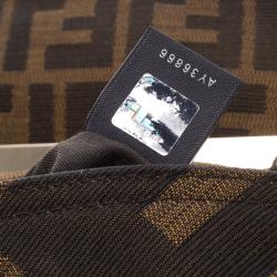 Pre Owned Fendi Tobacco Zucca Canvas Maxi Baguette Shoulder Bag