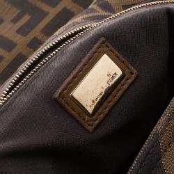 Pre Owned Fendi Tobacco Zucca Canvas Maxi Baguette Shoulder Bag