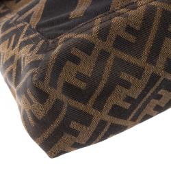 Pre Owned Fendi Tobacco Zucca Canvas Maxi Baguette Shoulder Bag