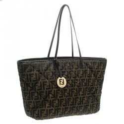 Pre Owned Fendi Tobacco Quilted Zucca Fabric Roll Tote