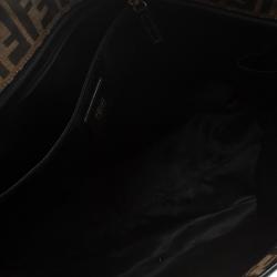 Pre Owned Fendi Tobacco Quilted Zucca Fabric Roll Tote