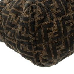 Pre Owned Fendi Tobacco Quilted Zucca Fabric Roll Tote