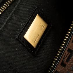 Pre Owned Fendi Brown/Black Zucchino Canvas and Leather Front Pocket Shoulder Bag