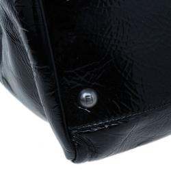 Pre Owned Fendi Black Patent Leather XL Large Peekaboo Satchel