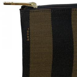 Pre Owned Fendi Tobacco Pequin Striped Canvas Cosmetic Pouch