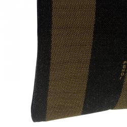 Pre Owned Fendi Tobacco Pequin Striped Canvas Cosmetic Pouch