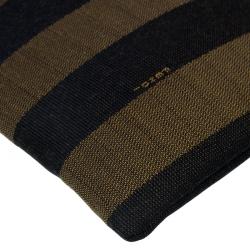 Pre Owned Fendi Tobacco Pequin Striped Canvas Cosmetic Pouch