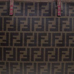 Pre Owned Fendi Brown Zucca Coated Canvas Roll Tote