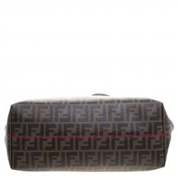 Pre Owned Fendi Brown Zucca Coated Canvas Roll Tote