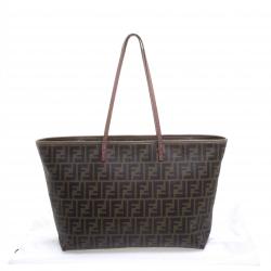 Pre Owned Fendi Brown Zucca Coated Canvas Roll Tote