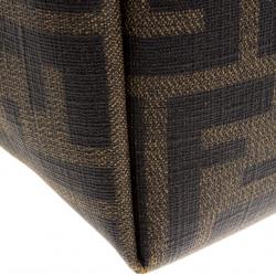 Pre Owned Fendi Brown Zucca Coated Canvas Roll Tote