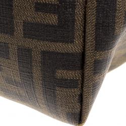 Pre Owned Fendi Brown Zucca Coated Canvas Roll Tote