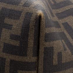 Pre Owned Fendi Brown Zucca Coated Canvas Roll Tote