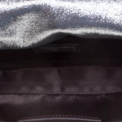Pre Owned Fendi Metallic Grey Fabric Mia Pochette Bag