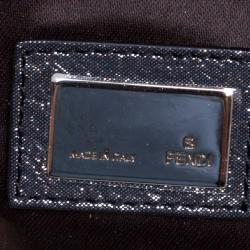 Pre Owned Fendi Metallic Grey Fabric Mia Pochette Bag