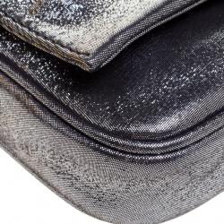Pre Owned Fendi Metallic Grey Fabric Mia Pochette Bag
