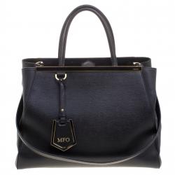 Pre Owned Fendi Black Saffiano Leather 2Jours Tote