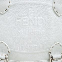 Pre Owned Fendi White Selleria Leather Large Tote