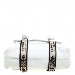 Pre Owned Fendi White Selleria Leather Large Tote