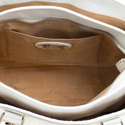 Pre Owned Fendi White Selleria Leather Large Tote