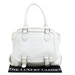 Pre Owned Fendi White Selleria Leather Large Tote