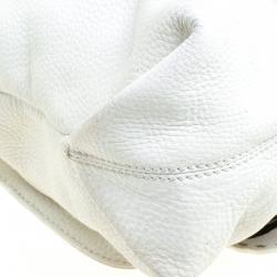 Pre Owned Fendi White Selleria Leather Large Tote