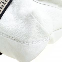 Pre Owned Fendi White Selleria Leather Large Tote