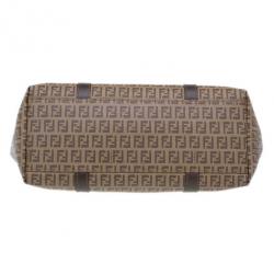 Pre Owned Fendi Beige Zucchino Charm Detail Large Shopper Tote